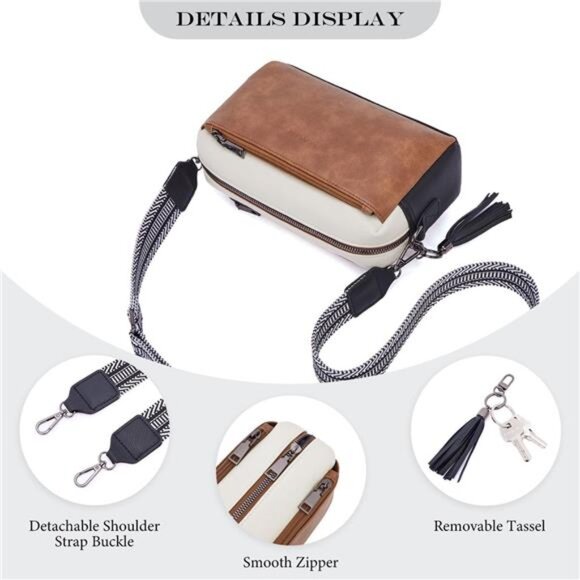 Triple Zip Small Crossbody Bag for women, Brown mix - Picture 6 of 6